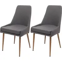 MCW Set van 2 eetkamerstoelen -O27, keukenstoel gestoffeerde stoel, stof/textiel (280g/m²) metaal ~ donkergrijs