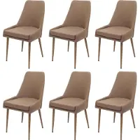 MCW Set van 6 eetkamerstoel -O27, keukenstoel gestoffeerde stoel, stof/textiel (280g/m²) metaal ~ bruin