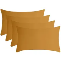 Stof Textile sierkussen Nelson - 4x - okergeel - 30 x 50 cm - bank kussens - zitkussens - binnen/buiten - polyester