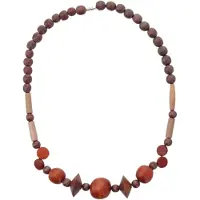 Behave – ketting – houten kralen met kegelvorm accenten – retro stijl