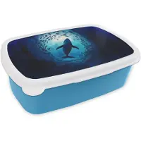 MuchoWow Broodtrommel Blauw - Lunchbox Walvis - Vissen - Donkerblauw - Brooddoos 18x12x6 cm - Brood lunch box - Broodtrommels voor kinderen en volwassenen