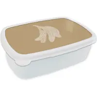 MuchoWow Broodtrommel Wit - Lunchbox Bananen - Beige - Lijntekening - Minimalistisch - Brooddoos 18x12x6 cm - Brood lunch box - Broodtrommels voor kinderen en volwassenen