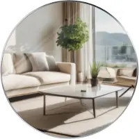 CLP Elsie Wandspiegel - Rond - Diepte lijst 3 cm - ideaal voor woonkamer, slaapkamer of badkamer - zilver XL