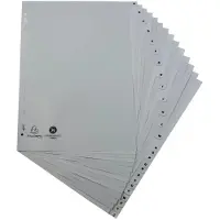 Exacompta 20x Tabbladen met bedrukte tabs in gerecycled PP - 26 tabs - A tot Z - A4 - Grijs - 1726E