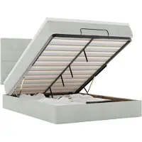 vidaXL Ottoman bed met matrassen en LED's 140x200cm fluweel lichtgrijs