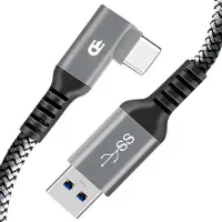 Drivv. USB naar USB C Kabel - Haaks - USB C Data en oplaadkabel - Fast Charge / Snellader - 1 Meter Kort - Grijs