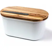 Husla - Chlebak met Snijplank en Mes - Wit - Acaciahout