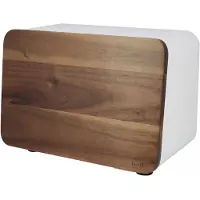 Husla - Stalen Broodtrommel - Bamboe Deksel - Wit - Modern Design