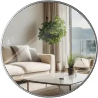 CLP Elsie Wandspiegel - Rond - Diepte lijst 3 cm - ideaal voor woonkamer, slaapkamer of badkamer - zilver M