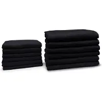 Eleganzzz Handdoeken Set - Set van 12 - 6x Handdoek 50x100cm - 6x Badhanddoek 70x140cm - Badlakens - Handdoeken - 420 gr/m2 - 100% Katoen - black