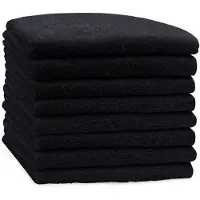 Eleganzzz Handdoeken Set - Set van 8 - Handdoek 50x100cm - 420 gr/m2 - 100% Katoen - black