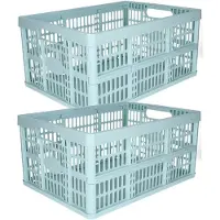 PlasticForte Opvouwbare krat - 2x - mintgroen - 48 x 35 x 24 cm - boodschappen - 32 liter - kunststof
