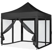 Vonroc Partytent - 3x3m - Premium easy-up Partytent | Set incl. Muggennet zijwanden - Zwart