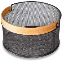 Husla - Broodmand - Bruin - Stalen Frame - Bamboe Handgreep