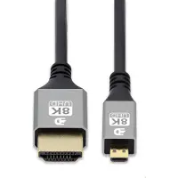 Drivv. Premium Micro HDMI naar HDMI Kabel 2.1 - 8K 60Hz / 4K 120Hz Ultra HD - Geschikt voor Camera, GoPro, Computers - 1 meter - Grijs