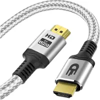 Drivv. HDMI Kabel 2.1 - Ultra HD High Speed - HDMI naar HDMI - Geschikt voor gameconsoles - 1 meter - Nylon - Zilver Wit