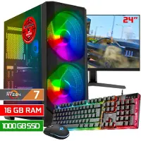 Screenon - Game Computer / Gaming PC Set (24" Monitor + Muis & Toetsenbord) - Ryzen 7 8700G - 1000GB M.2 SSD - 16GB RAM - AMD Radeon 780M - Windows 11