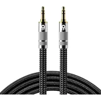 Drivv. Premium AUX Kabel 3.5 mm - Nylon Audio Kabel - Jack naar Jack - Gold Plated - Male to Male - Zilver - 3 meter