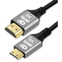 Drivv. Premium Mini HDMI naar HDMI Kabel 2.1 - 8K 60Hz / 4K 120Hz Ultra HD - 2 meter - Grijs - Geschikt voor Camera's, Tablets en Laptops