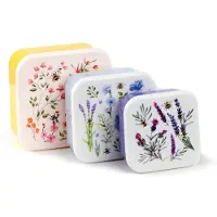 Puckator Lunch Box/Snack Pots - Set van 3 - M/L/XL - Nectar Meadows - Wilde Bloemen Bijen - 6x13,5x13,5cm(XL)