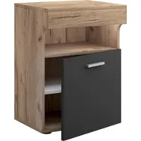 Hioshop SlepalL nachtkastje 2 laden 1 plank antraciet, eik decor.