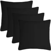 Stof Textile sierkussen Nelson - 4x - zwart - 40 x 40 cm - bank kussens - zitkussens - binnen/buiten - polyester