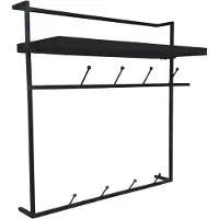 Lizzely Garden & Living Kapstok Hugo 80cm wandplank met 10 haken zwart duurzaam mangohout