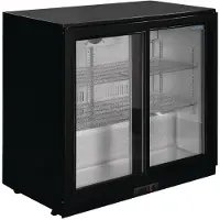 Polar 2-deurs barkoeling met schuifdeuren | Zwart | 208L | 90(h)x90x52 cm