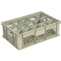 HorecaTraders Beige Kunststof krat | L60xB40xH20 cm | MAX. hoogte glazen 15,9cm | 4 formaten