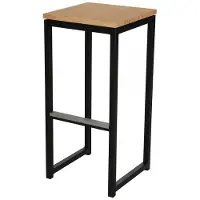 HorecaTraders Barkruk Kubo Bar | Staal | Zwart/Bamboe | 2 stuks