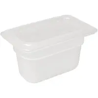 Vogue Polypropyleen GN bakken 1/9 met deksel 100mm (H) 0.85L (per 4)