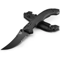 Benchmade Mini Bedlam Cobalt Black Cerakote vouwmes, Black G10, gezaagd