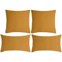 Stof Textile sierkussen Nelson - set 4x - okergeel - 2 formaten - bank kussens - polyester