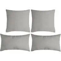 Stof Textile sierkussen Nelson - set 4x - lichtgrijs - 2 formaten - bank kussens - polyester