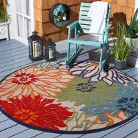 Muratap Binnen en buiten rond vloerkleed floral outdoor laagpolig tapijt 200 cm rond