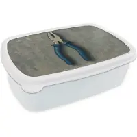MuchoWow Broodtrommel Wit - Lunchbox Tang - Schilderij - Textuur - Verf - Brooddoos 18x12x6 cm - Brood lunch box - Broodtrommels voor kinderen en volwassenen