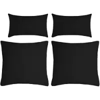 Stof Textile sierkussen Nelson - set 4x - zwart - 2 formaten - bank kussens - polyester