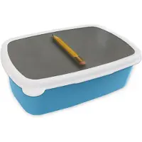 MuchoWow Broodtrommel Blauw - Lunchbox Potlood - Schilderij - Geel - Brooddoos 18x12x6 cm - Brood lunch box - Broodtrommels voor kinderen en volwassenen