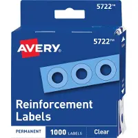 Avery Zelfklevende Gatenversterking Stickers, 1/4" Diameter Gaten Labels, Duidelijk, Niet-Printbaar, 1.000 Labels Totaal (5722)