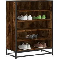 vidaXL Schoenenkast 75x38x97,5 cm bewerkt hout en metaal gerookt eiken