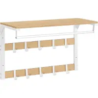 Mazazu - Wandkapstok - 10 Haken - Hangrek - Eiken Wit - 65x30x42
