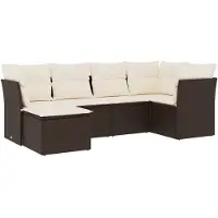 vidaXL 6-delige Loungeset met kussens poly rattan bruin