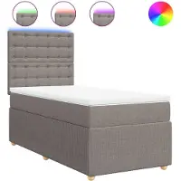 vidaXL Boxspring met matras stof taupe 90x200 cm