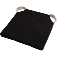 Stof Textile stoelkussen DUO - zwart - 38 x 38 x 4 cm - klittenband sluiting - zitkussens - binnen/buiten