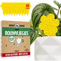 Super Ninja Rouwvliegjes Bestrijden - Ecologische Gele Sticky Vallen voor Planten, 60 Stuks - Effectieve Bescherming tegen Rouwmuggen, Langdurig Werkzaam tot 3 Maanden per Val