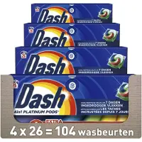 Dash 4in1 Wasmiddel Pods + Extra Vlekverwijdering voor Gekleurde Was - 4 x 26 Wasbeurten