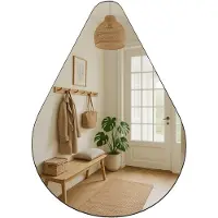 MISOU MIRRORS AND MORE Wandspiegel - Organische Spiegel - Druppel Spiegel - Badkamer - Zwart - metaal - 100x80cm - BRITTA