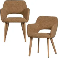 Woood Murat Eetkamerstoelen Houten Bruine Poot - Geel - Set van 2