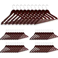 Relaxdays garderobehangers - set van 50 - draaibare haak - broekhangers - hout - bruin