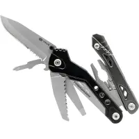 True Utility Noodoverlevings-multitool FIRERANGER. Gesloten lengte: 108 mm. Lengte lemmet: 70 mm. Gemaakt van lichtmetaal